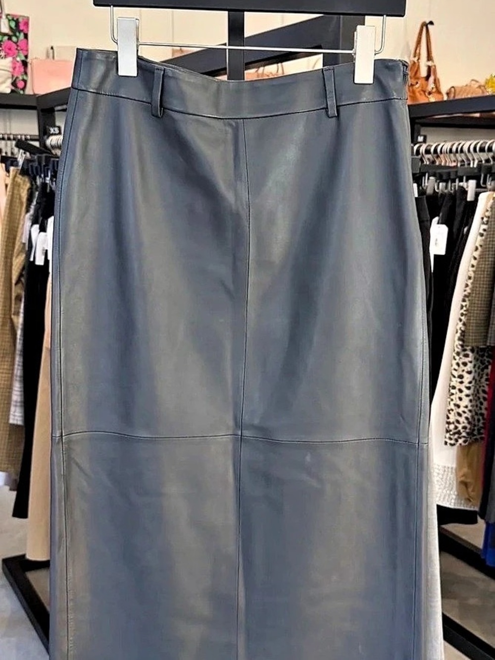 Gray Leather Maxi Skirt by Closed